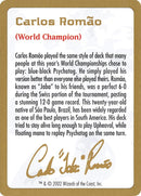2002 Carlos Romao Biography Card [WCD]