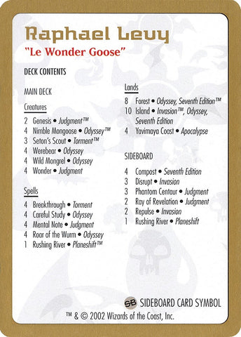 2002 Raphael Levy Decklist Card [WCD]