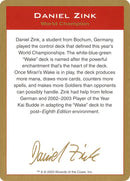 Image for 2003 Daniel Zink Biography Card