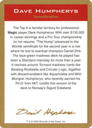 2003 Dave Humpherys Biography Card [WCD]