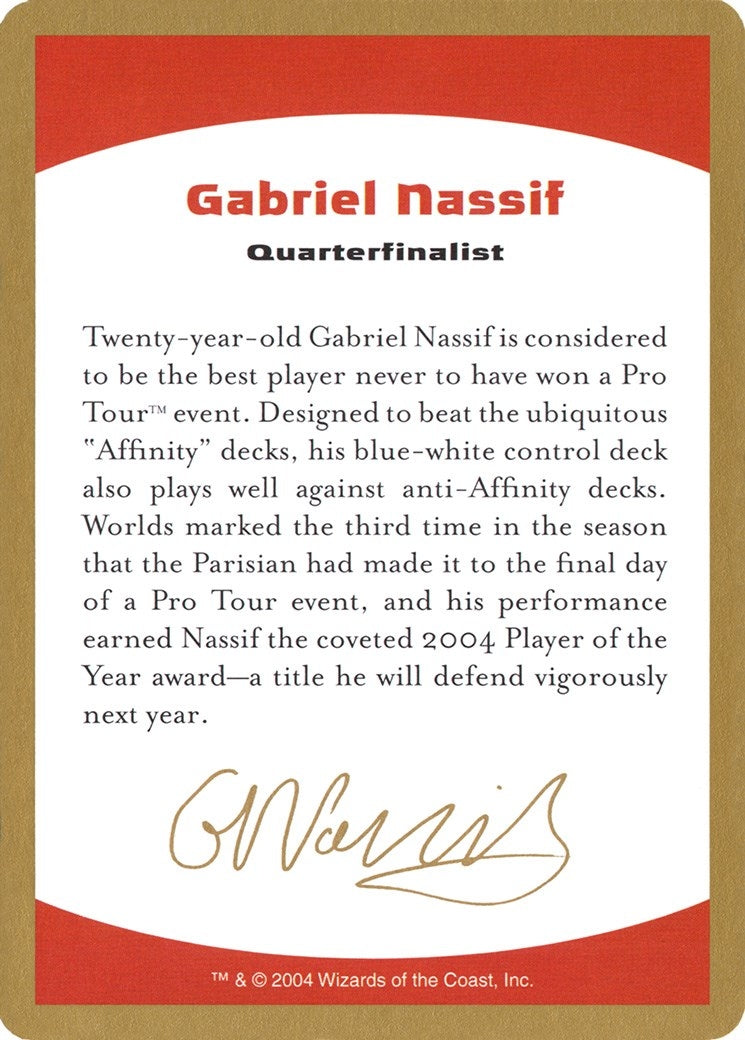 2004 Gabriel Nassif Biography Card [WCD]