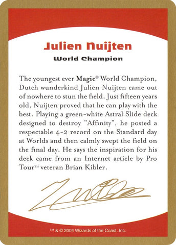 2004 Julien Nuijten Biography Card [WCD]