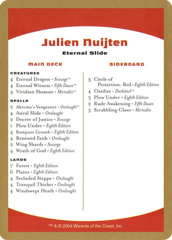 2004 Julien Nuijten Decklist Card [WCD]
