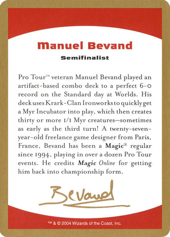2004 Manuel Bevand Biography Card [WCD]