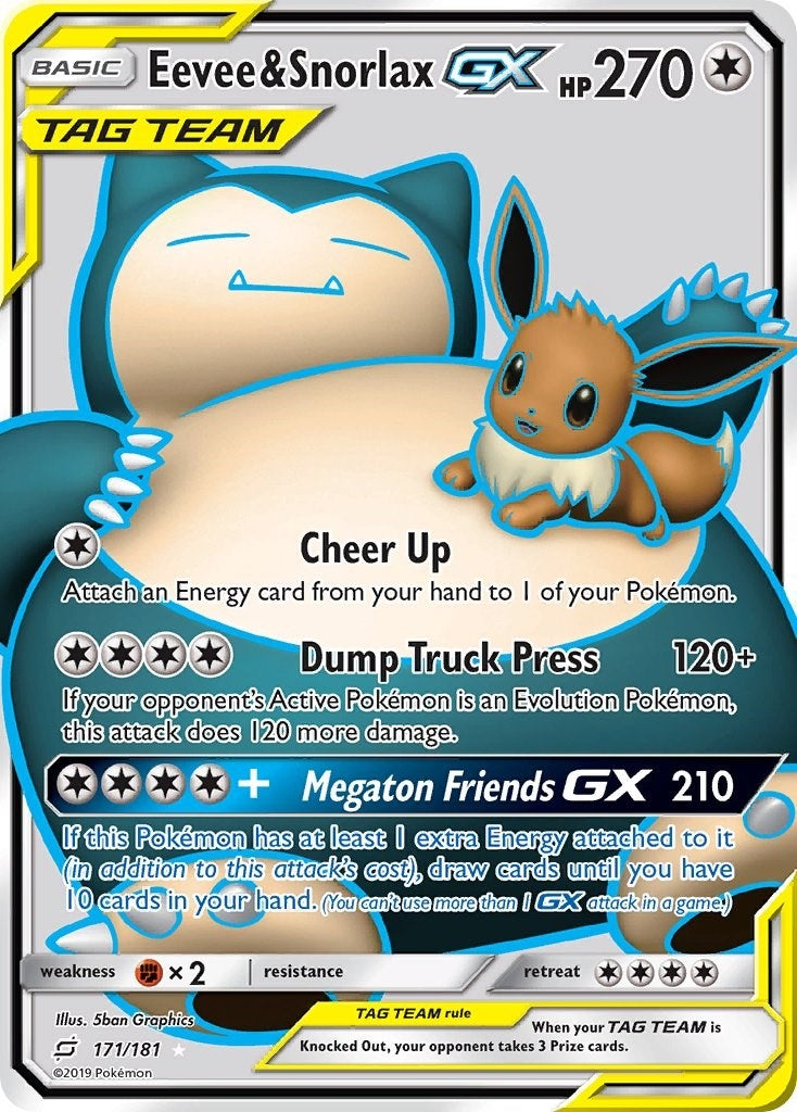 Eevee and Snorlax GX Full Art (171/181) [SM9]