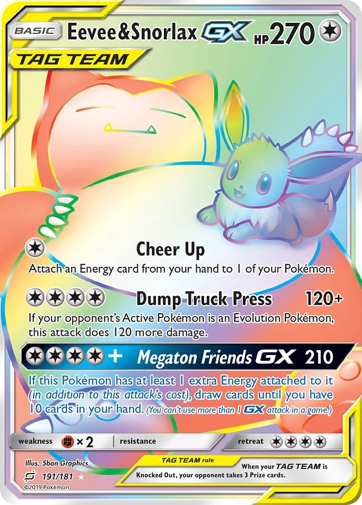 Eevee and Snorlax GX Secret (191/181) [SM9]