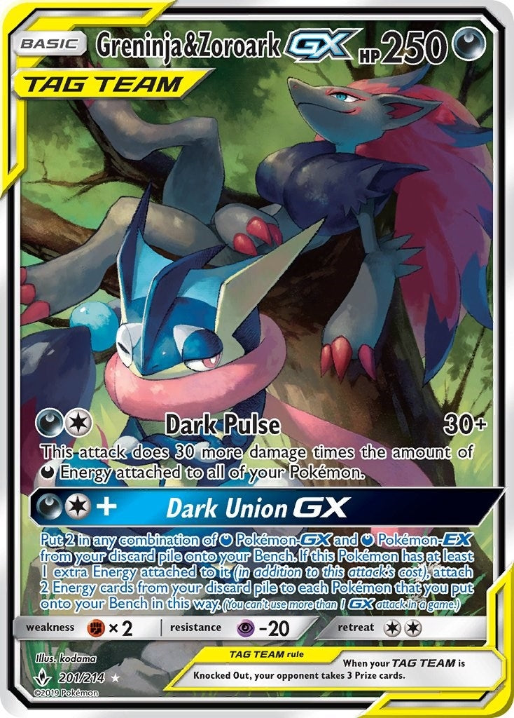 Greninja and Zoroark GX 201 Alternate Full Art (201/214) [SM10]