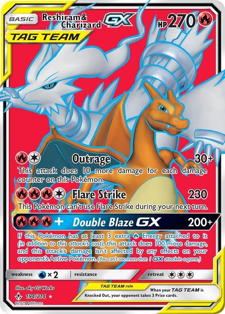 Reshiram and Charizard GX Full Art (194/214) [SM10]