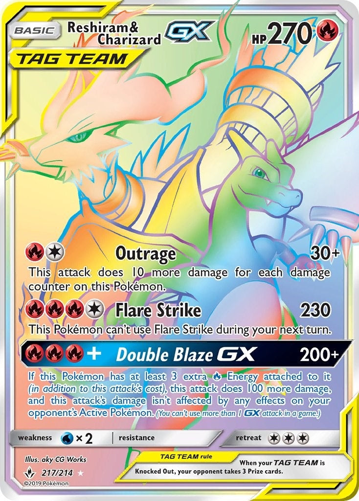 Reshiram and Charizard GX Secret (217/214) [SM10]