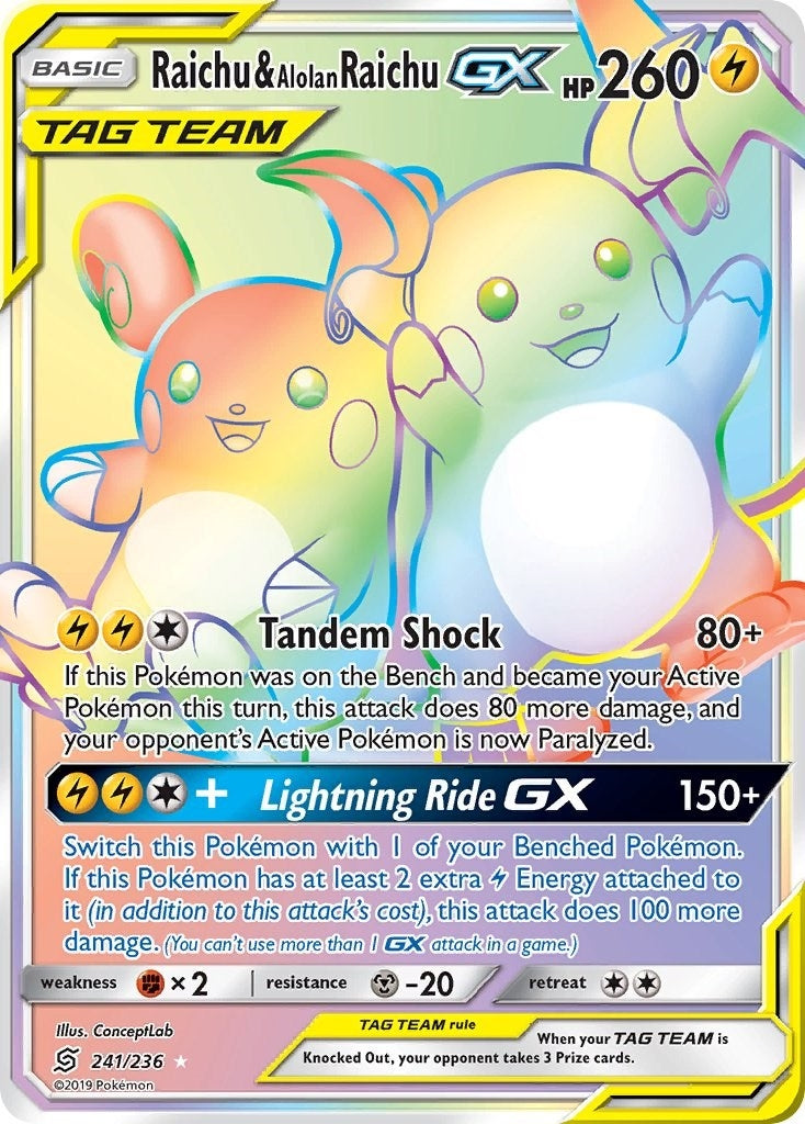 Raichu and Alolan Raichu GX Secret (241/236) [SM11]