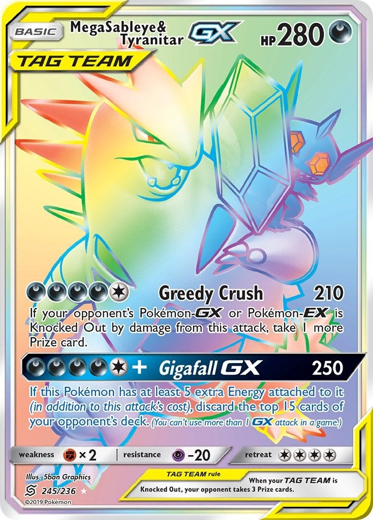 Mega Sableye and Tyranitar GX Secret (245/236) [SM11]