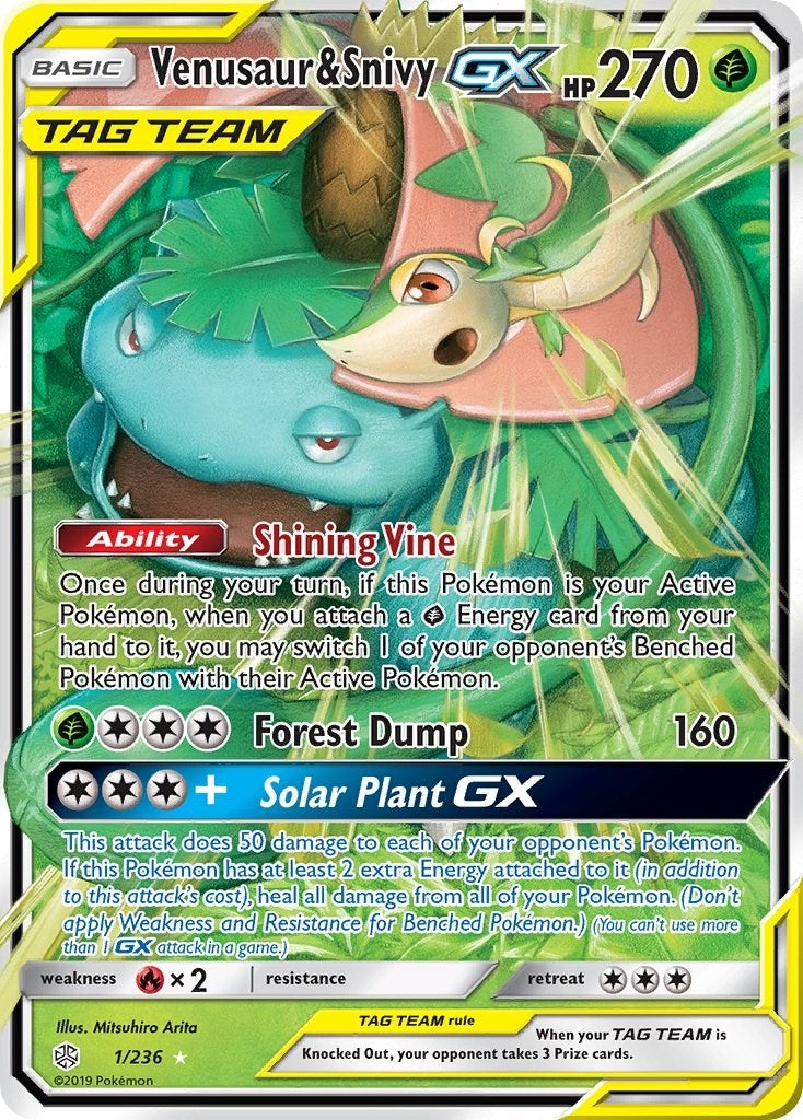 Venusaur and Snivy GX (1/236) [SM12]