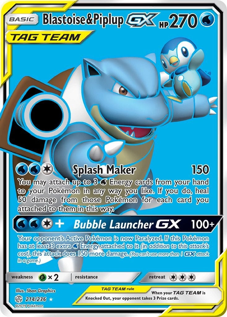 Blastoise and Piplup GX Full Art (214/236) [SM12]