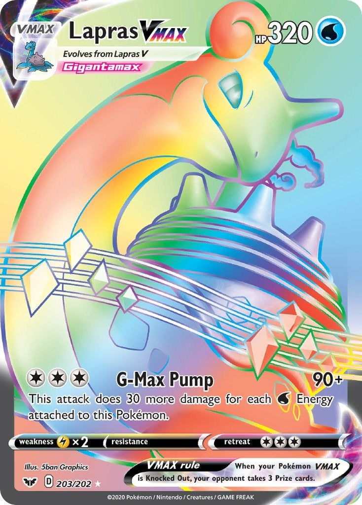 Lapras VMAX (Secret) (203/202) (SWSH01: Sword & Shield Base Set)