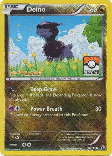 Deino 97 113 Pokemon League 4th Place (097/113) [PR]