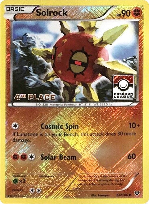 Solrock 64 146 Pokemon League 4th Place (064/146) [PR]
