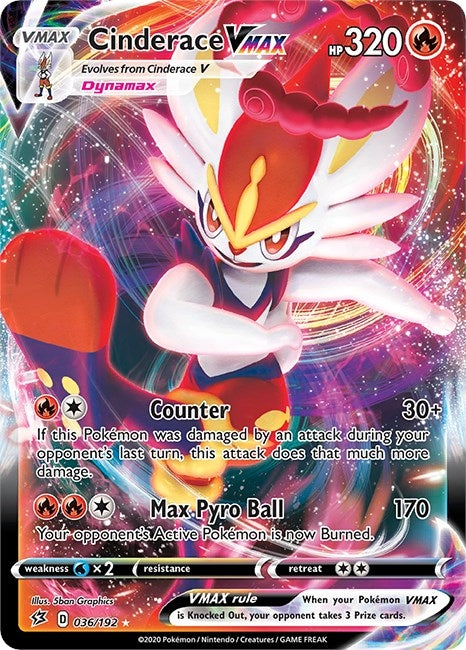 Cinderace VMAX (036/192) (SWSH02: Rebel Clash)