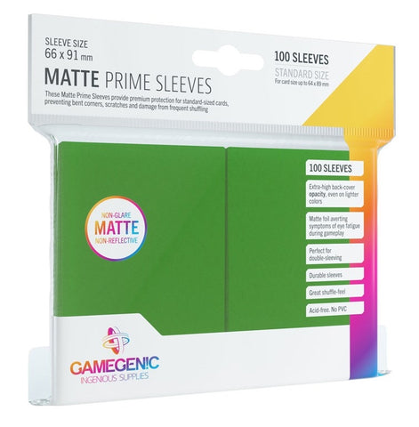 Image for GameGenic Matte Prime Sleeve - Standard Size - Green (100-Pack) - Card Sleeves