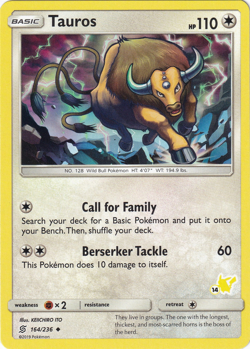 Tauros 164 236 14 Pikachu Stamped (164/236) [BTA]