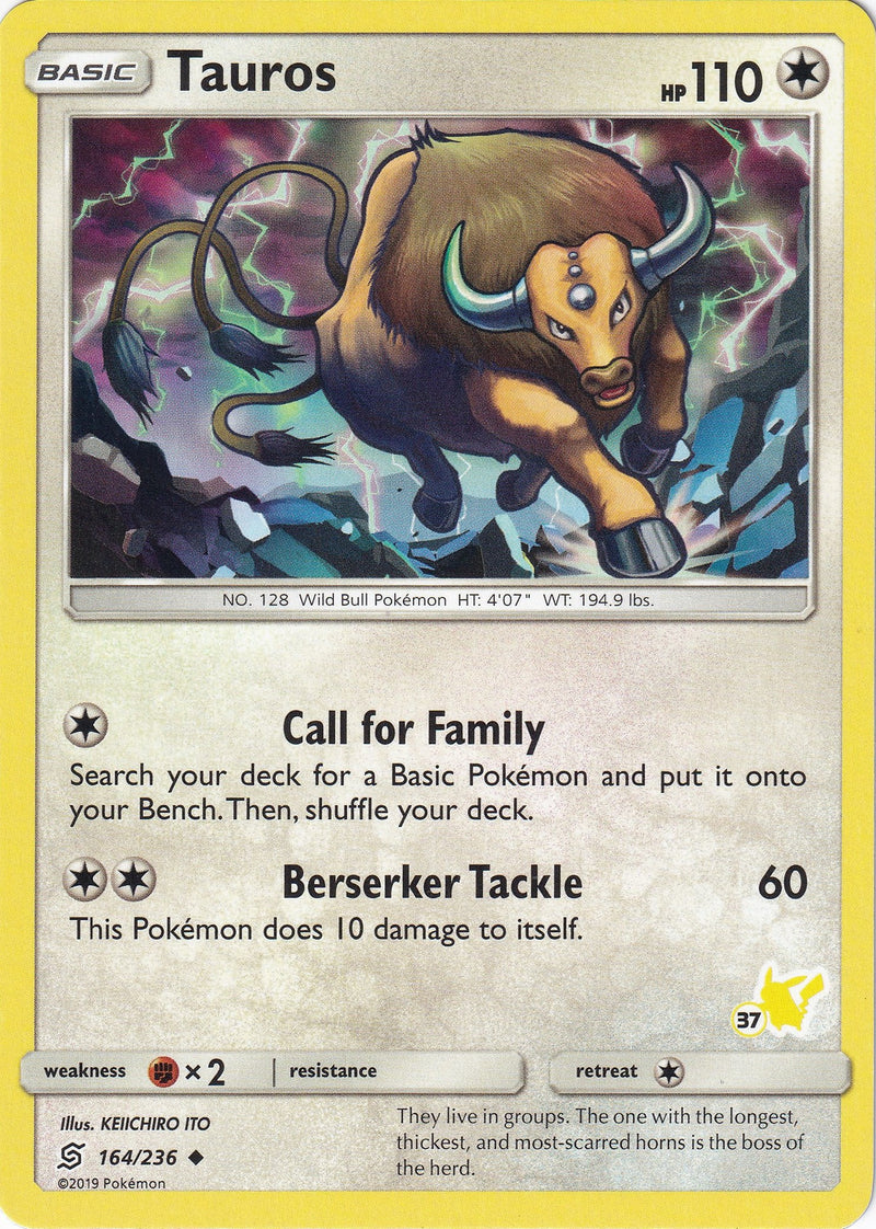 Tauros 164 236 37 Pikachu Stamped (164/236) [BTA]