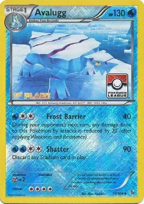 Avalugg 31 106 Pokemon League 1st Place (031/106) [PR]