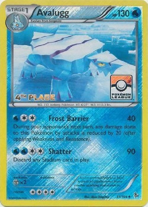 Avalugg 31 106 Pokemon League 4th Place (031/106) [PR]