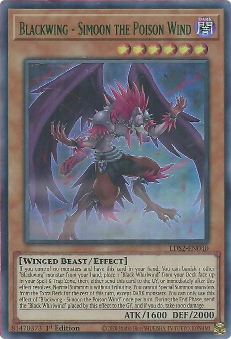 Blackwing Simoon the Poison Wind Green (LDS2-EN040) [LDS2]