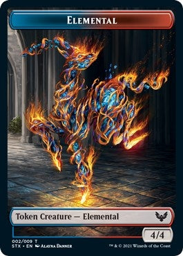 Elemental 2 Emblem Rowan Scholar of Sparks Double sided Token 9 (2 // 9) [STX]