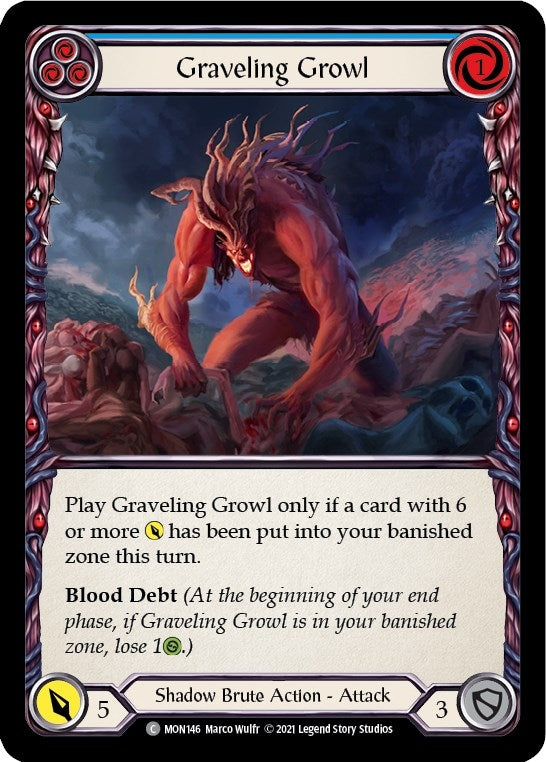 Graveling Growl (Blue) (Rainbow Foil) [MON146-RF] 1st Edition Rainbow Foil