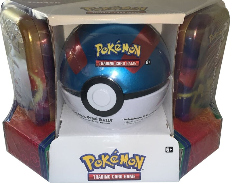 Pokemon Poke Ball Tin plus 2 Kanto Power Mini Tins Great Ball [MCAP]