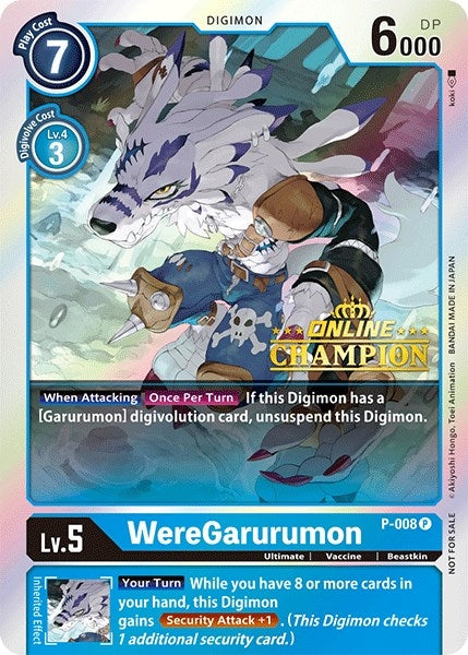 Image for WereGarurumon - P-008 (2021 Championship Online Regional) [Online Champion] [Digimon Promotion Cards]