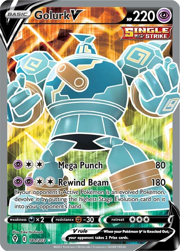 Golurk V (Full Art) (181/203) (SWSH07: Evolving Skies)