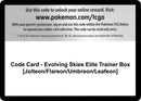 Code Card Evolving Skies Elite Trainer Box Jolteon Flareon Umbreon Leafeon [SWSH07]