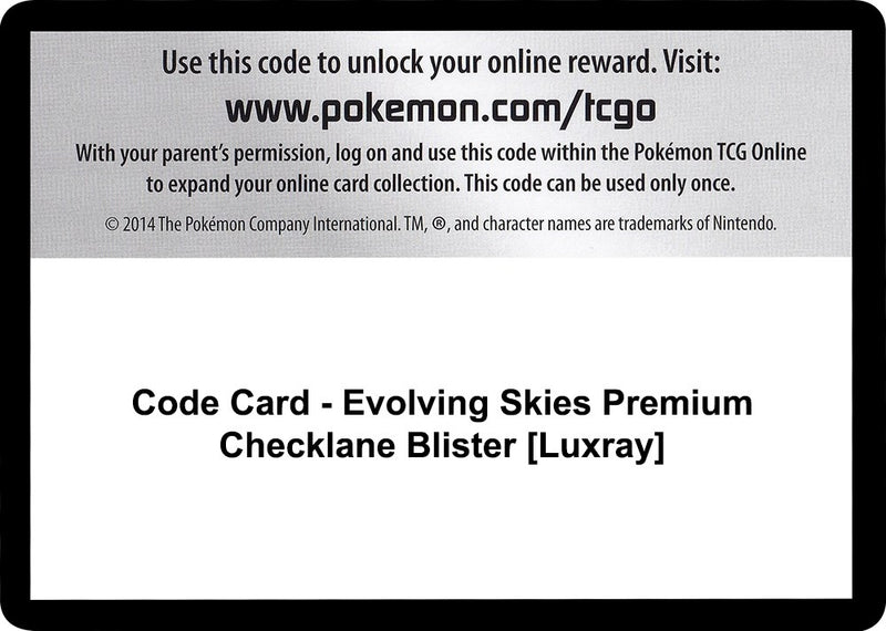 Code Card Evolving Skies Premium Checklane Blister Luxray [SWSH07]