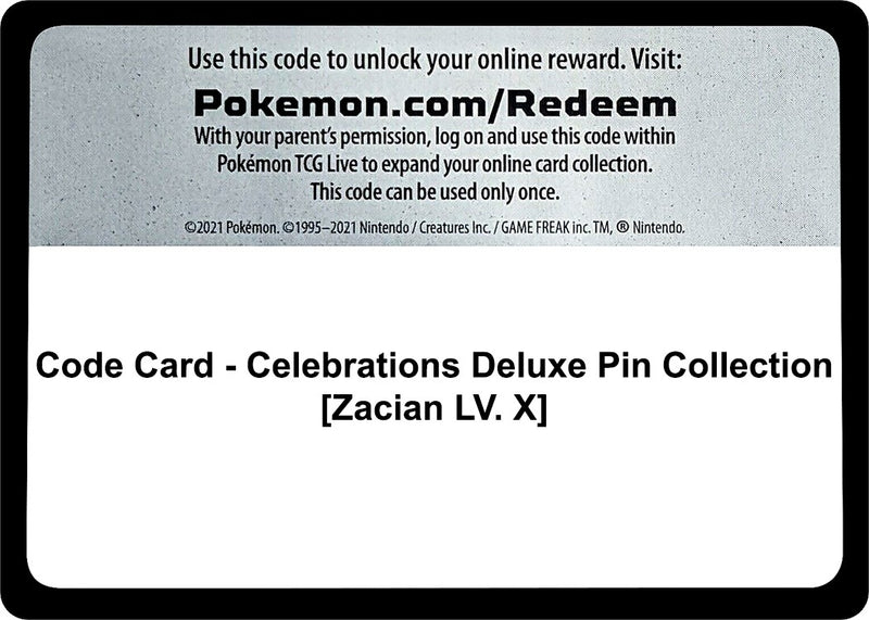 Code Card Celebrations Deluxe Pin Collection Zacian LV X [CLB]