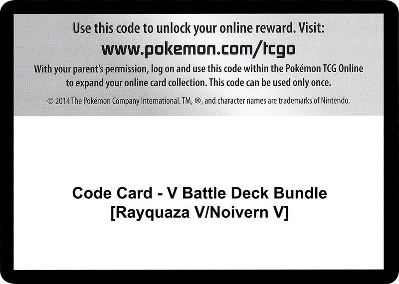 Code Card V Battle Deck Bundle Rayquaza V Noivern V [MCAP]