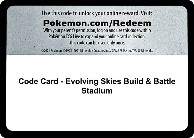 Code Card Evolving Skies Build and Battle Stadium [SWSH07]
