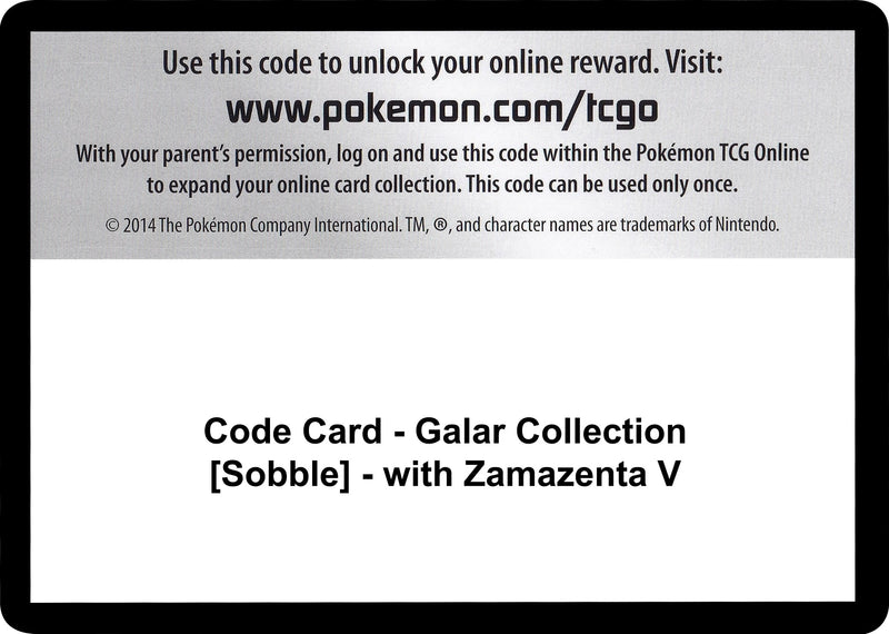 Code Card Galar Collection Sobble with Zamazenta V [MCAP]