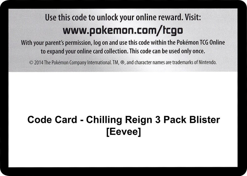Code Card Chilling Reign 3 Pack Blister Eevee [SWSH06]