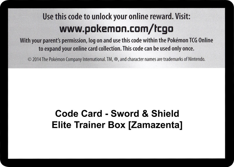 Code Card Sword and Shield Elite Trainer Box Zamazenta [SWSH01]