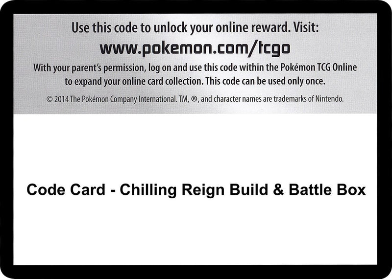 Code Card Chilling Reign Build and Battle Box [SWSH06]