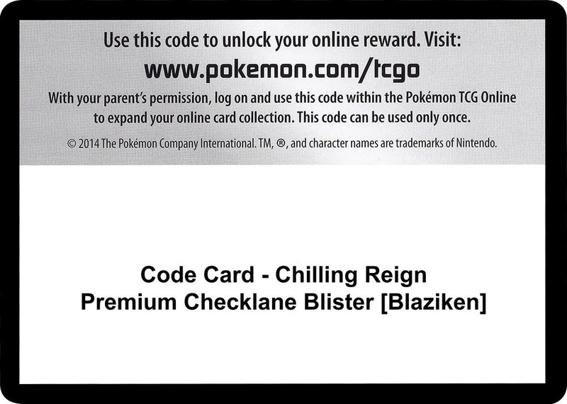 Code Card Chilling Reign Premium Checklane Blister Blaziken [SWSH06]