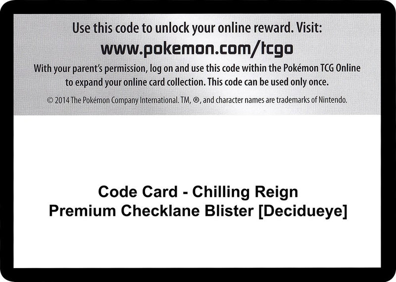 Code Card Chilling Reign Premium Checklane Blister Decidueye [SWSH06]