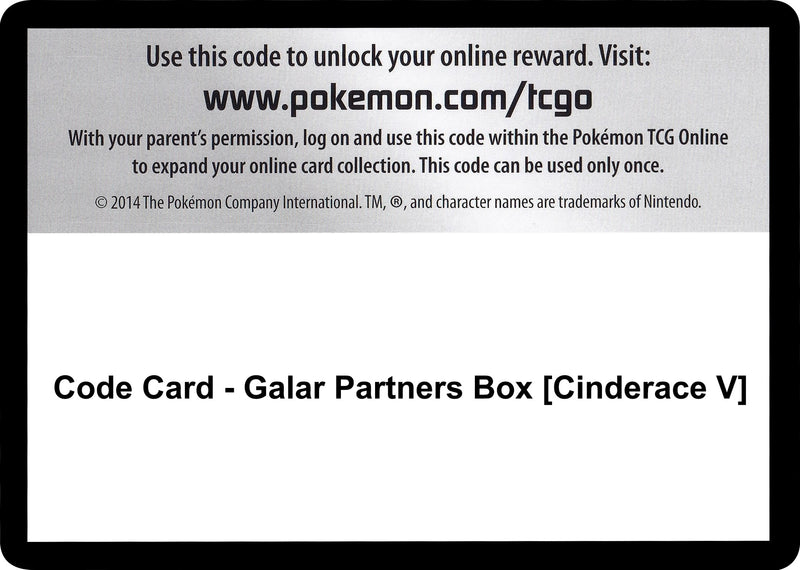Code Card Galar Partners Box Cinderace V [SWSH01]