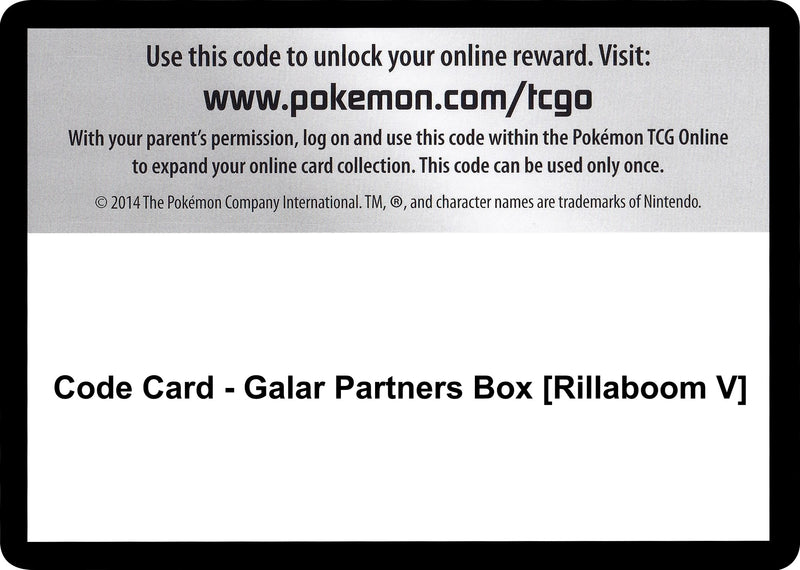 Code Card Galar Partners Box Rillaboom V [SWSH01]