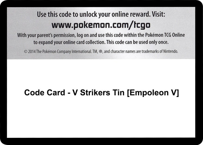 Code Card V Strikers Tin Empoleon V [SWSH05]