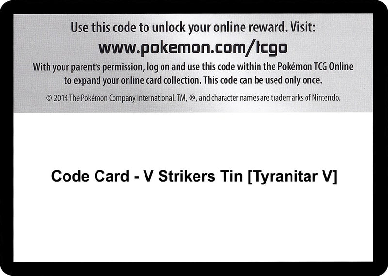Code Card V Strikers Tin Tyranitar V [SWSH05]