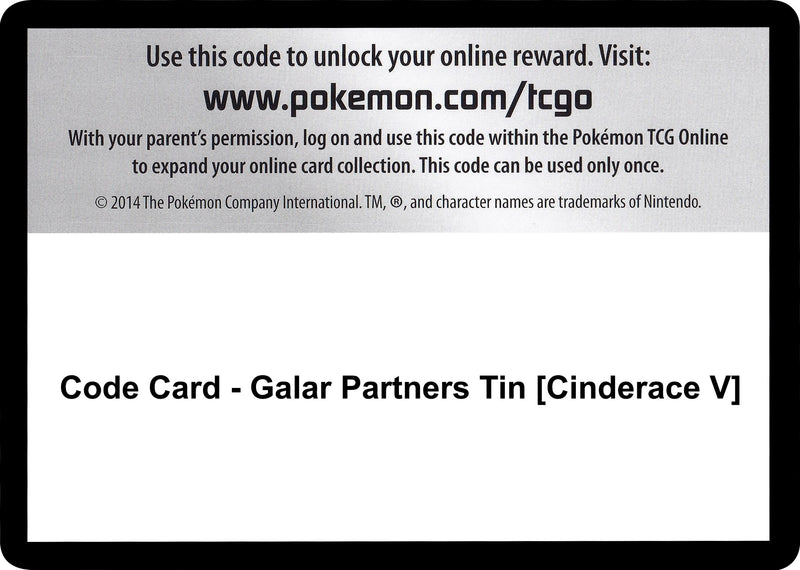 Code Card Galar Partners Tin Cinderace V [SWSH01]