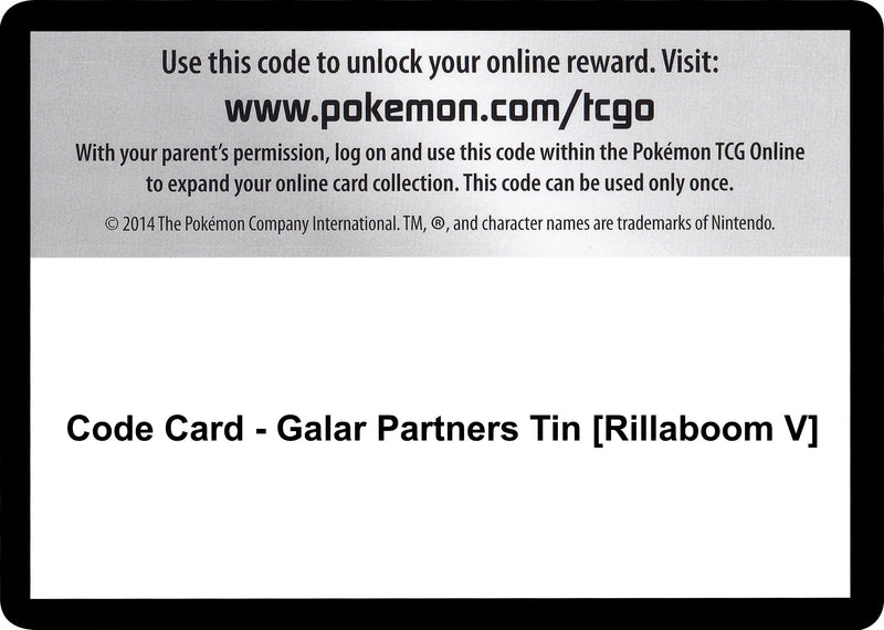 Code Card Galar Partners Tin Rillaboom V [SWSH01]