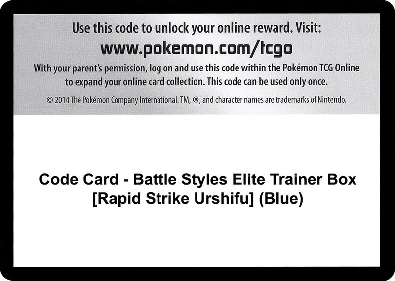 Code Card Battle Styles Elite Trainer Box Rapid Strike Urshifu Blue [SWSH05]